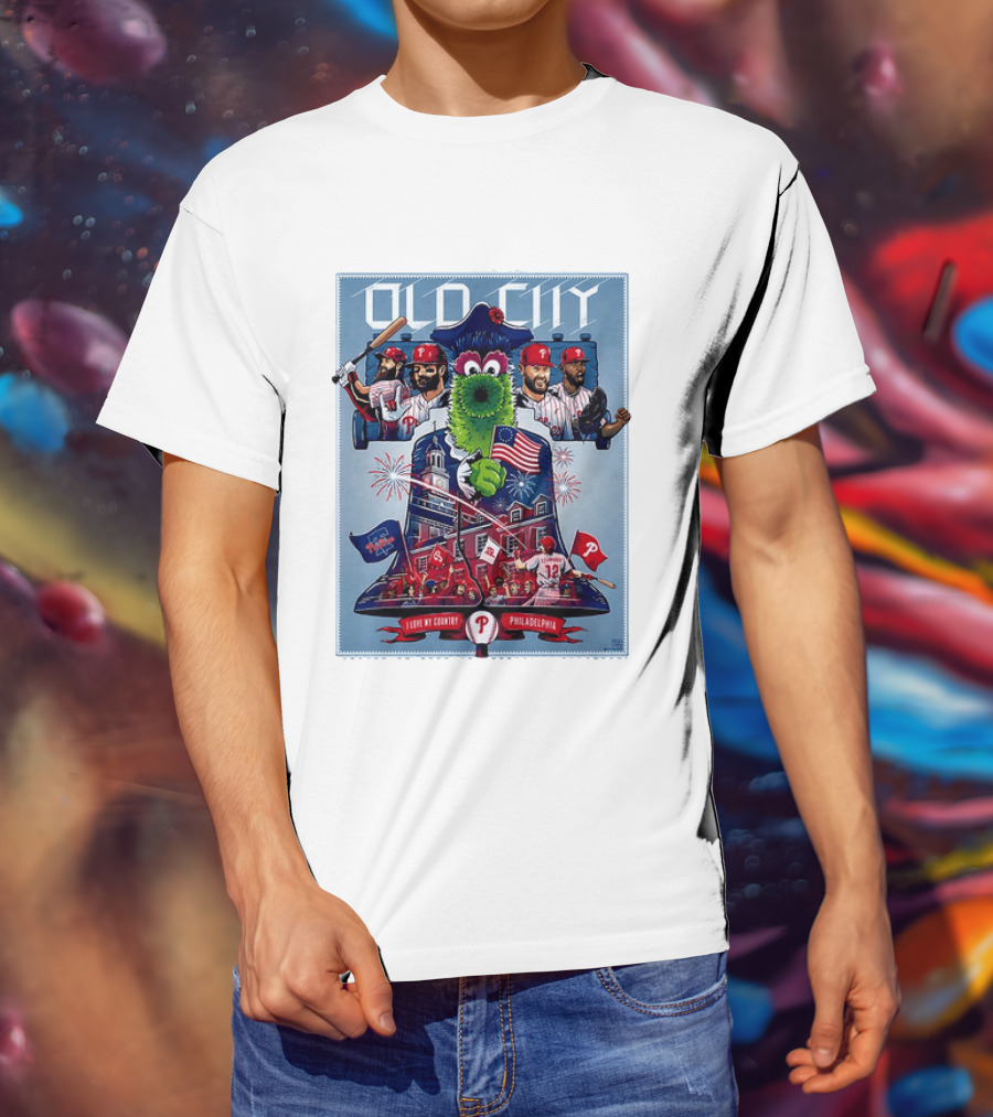 Bryce Harper Kyle Schwarber Philadelphia Phillies The Phanatic I Love My Country Old City MLB All Star Game 2026 T-Shirt