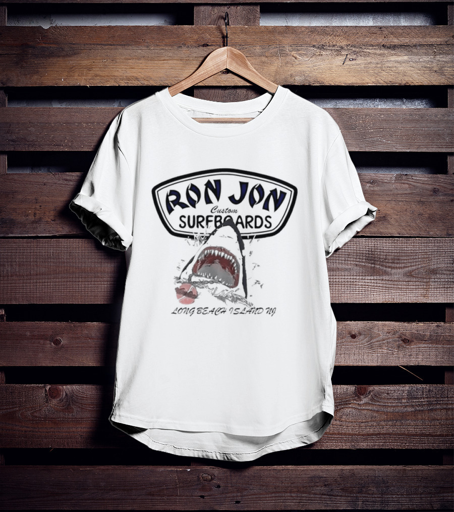 Long Beach Island NJ Ron Jon Custom Surfboards Shark Eating T-Shirt