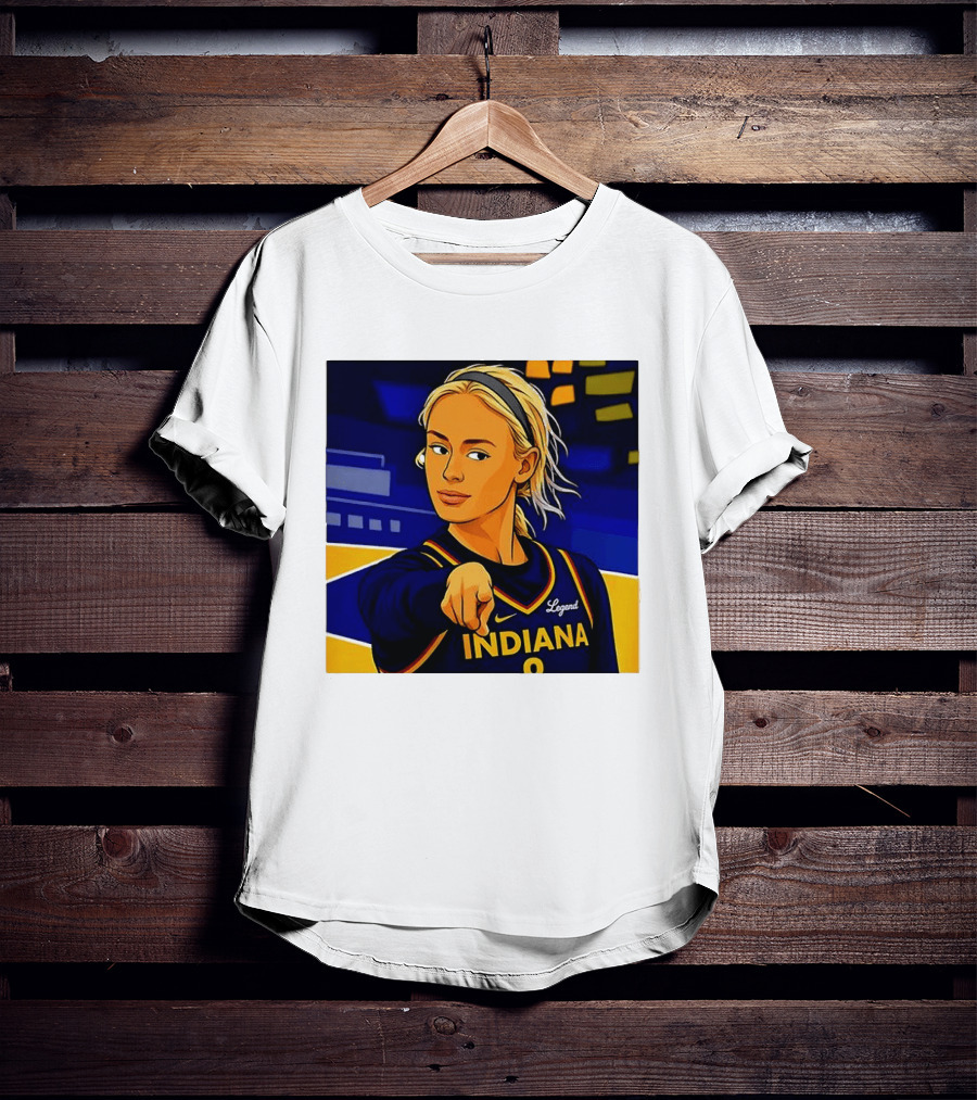 Indiana Basketball Legend Blonde Pointing Cartoon T-Shirt