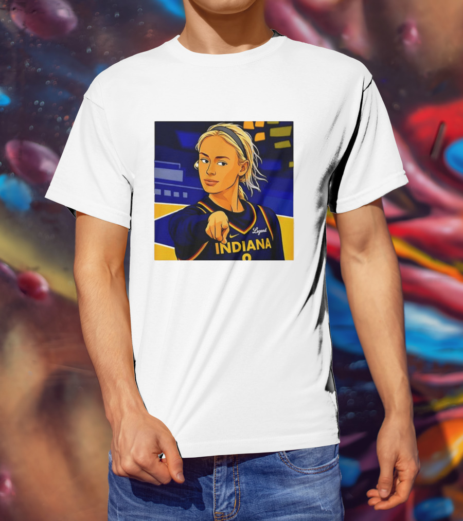 Indiana Basketball Legend Blonde Pointing Cartoon T-Shirt