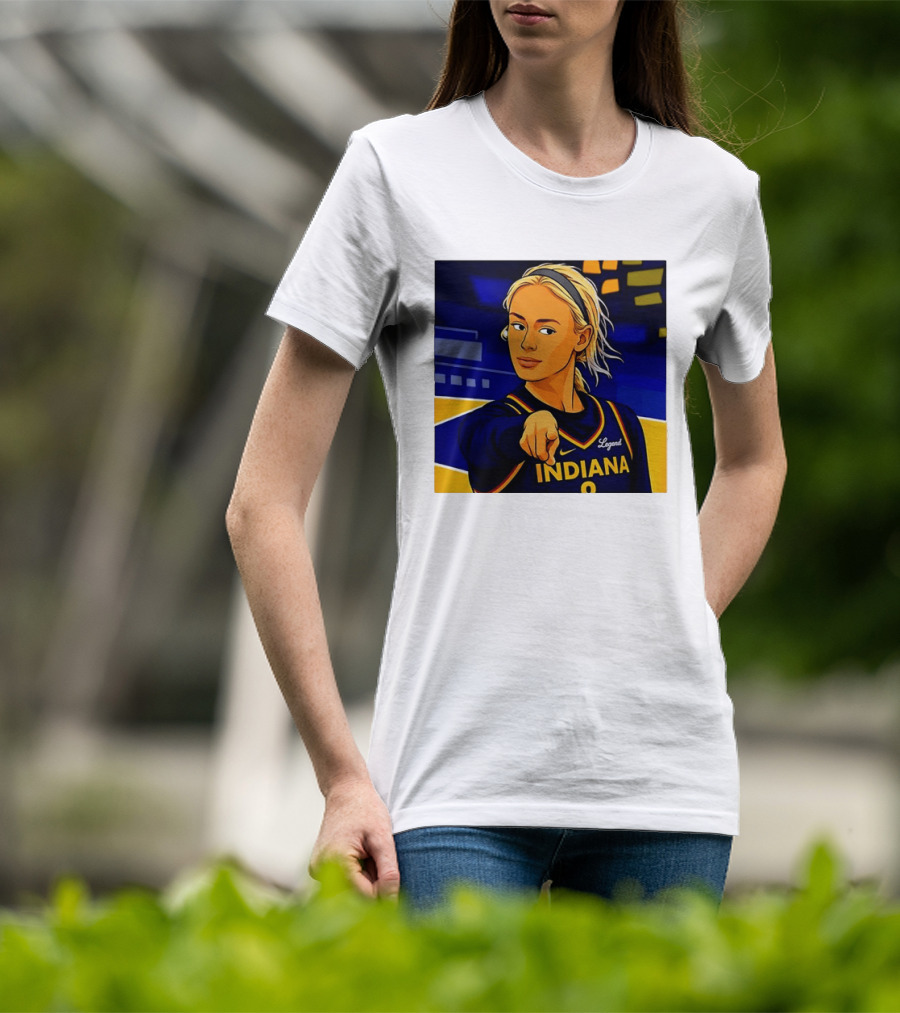 Indiana Basketball Legend Blonde Pointing Cartoon T-Shirt