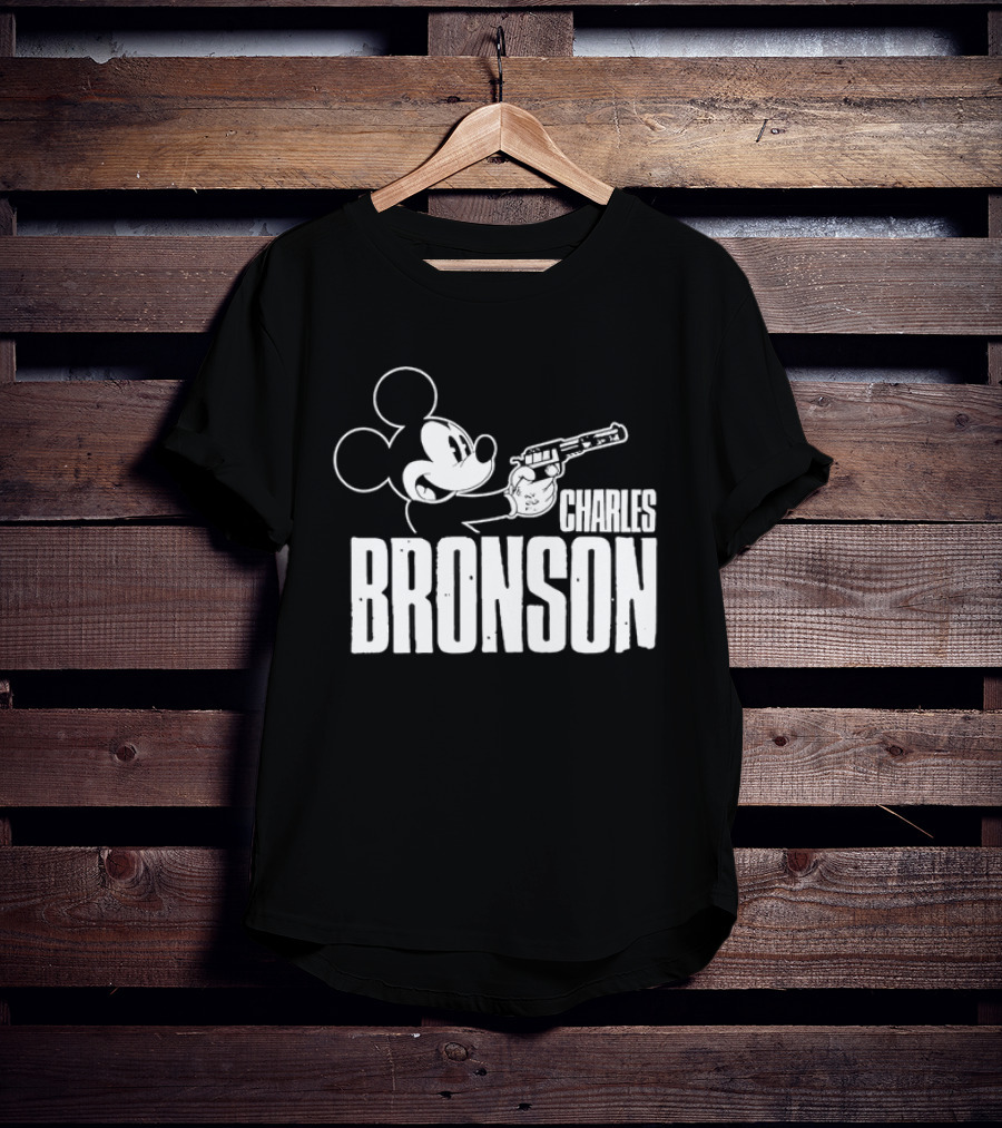 Charles Bronson Mickey Mouse Holding Gun T-Shirt