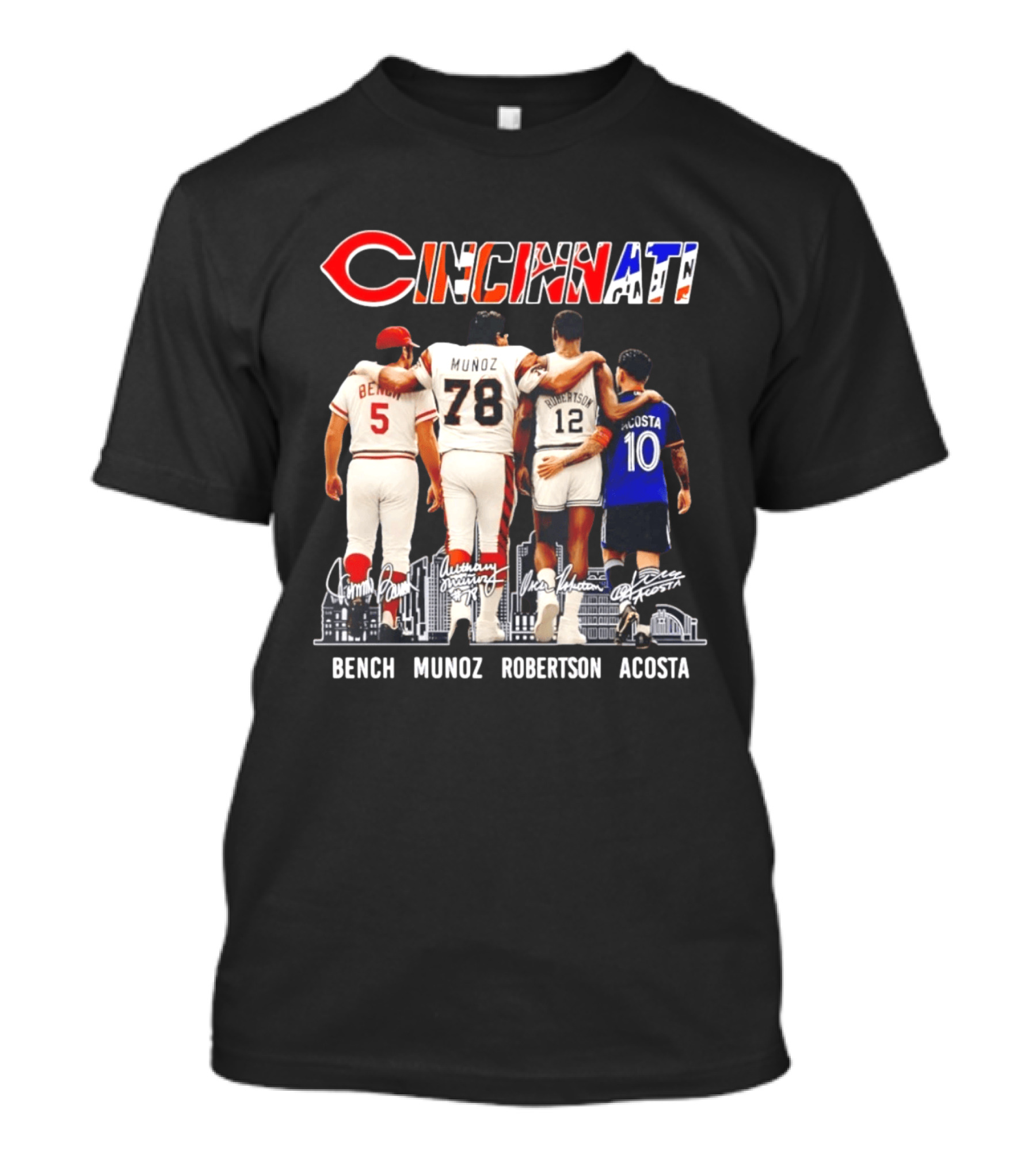 Cincinnati Icons Bench Munoz Robertson Acosta Sports Legends T-Shirt