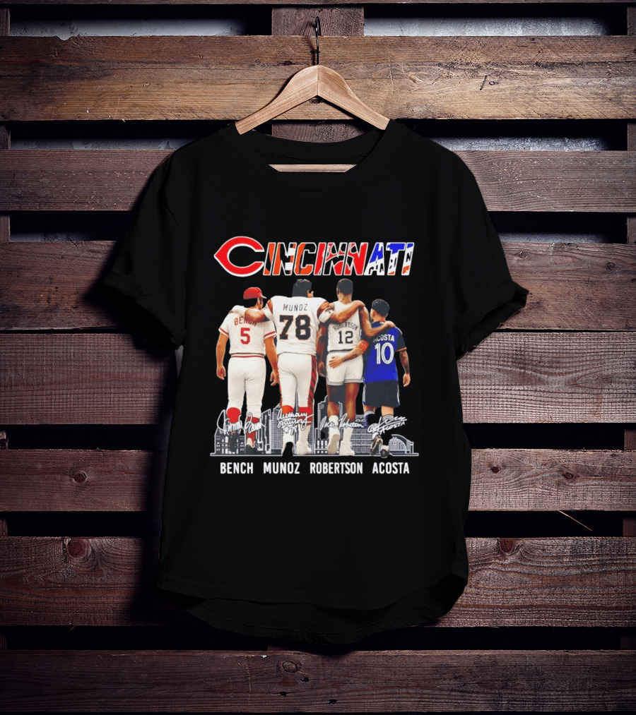 Cincinnati Icons Bench Munoz Robertson Acosta Sports Legends T-Shirt