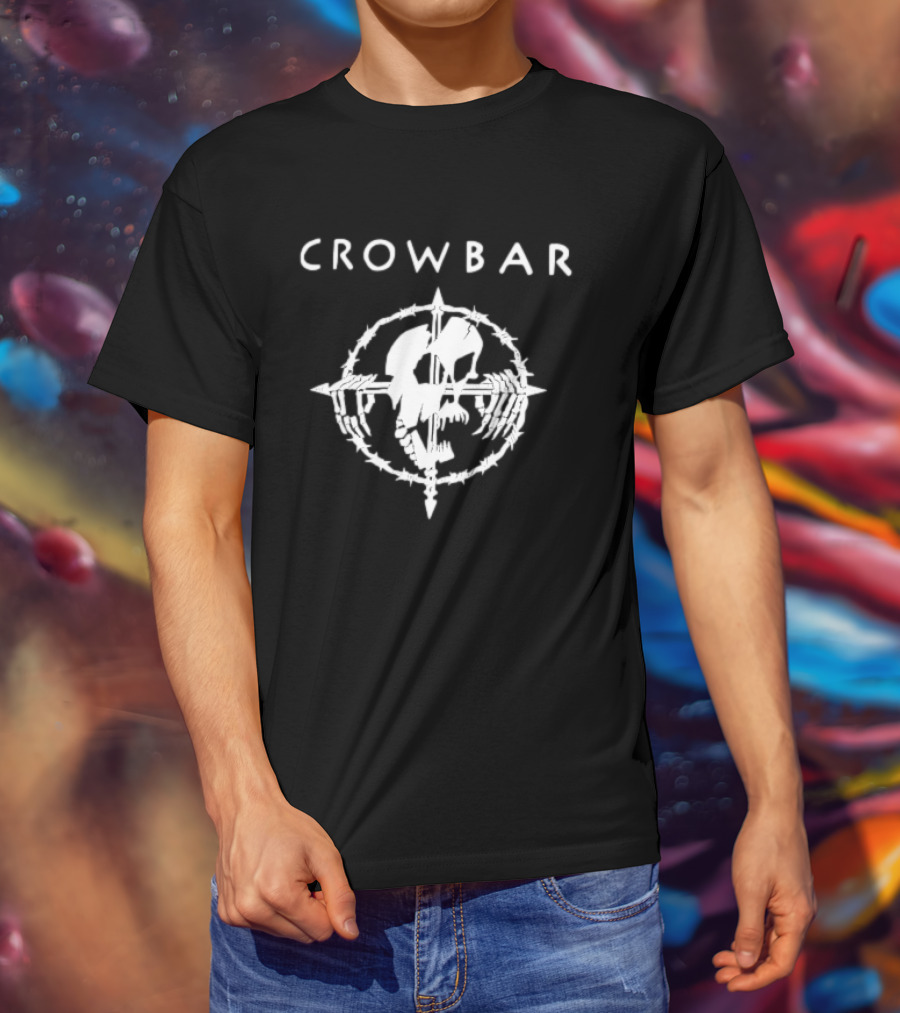 Crowbar Barbed Wire Skull Cross T-Shirt