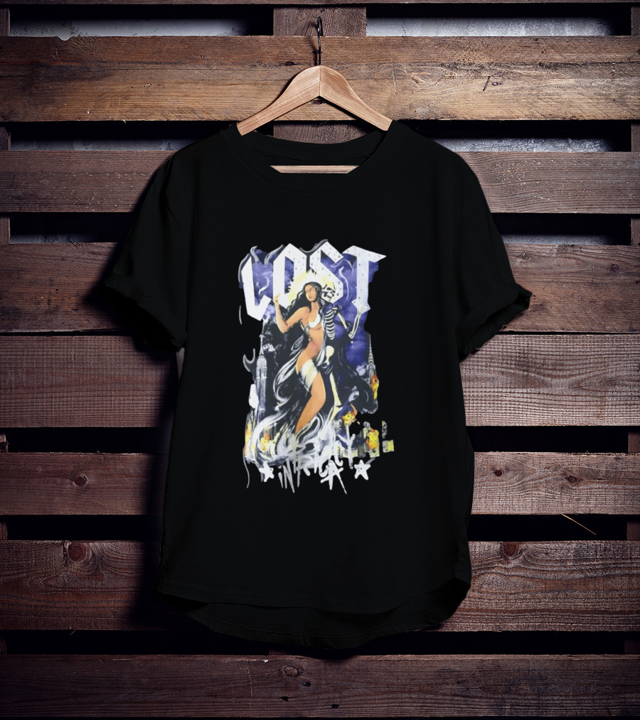 Lost Goddess Skeleton Embrace With City Skyline T-Shirt