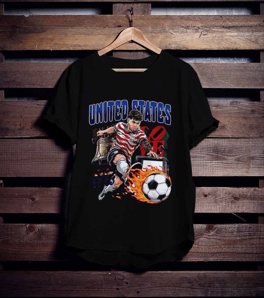 Christian Pulisic United States Soccer Fireball Liberty Bell Established 1776 T-Shirt