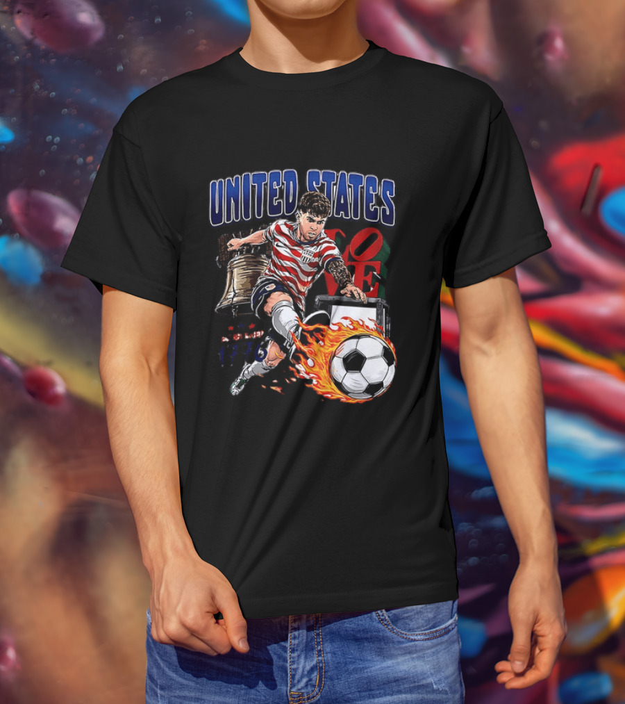 Christian Pulisic United States Soccer Fireball Liberty Bell Established 1776 T-Shirt