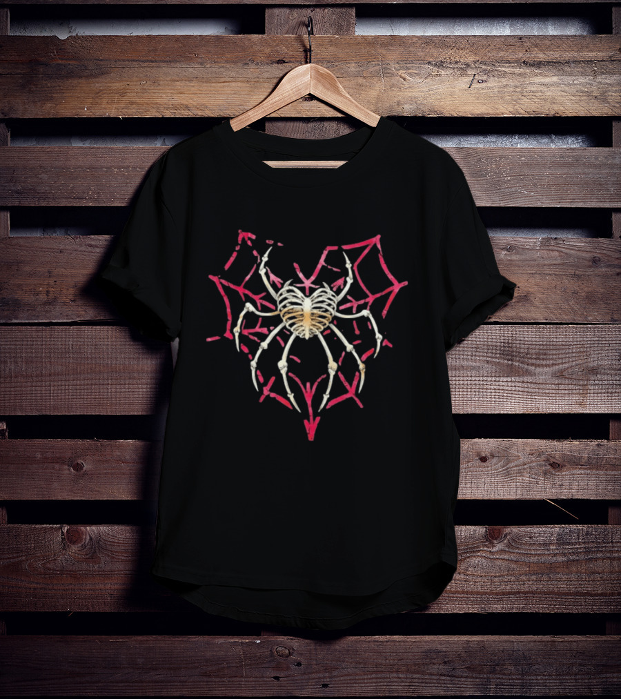 Skeleton Spider With Red Web Heart T-Shirt
