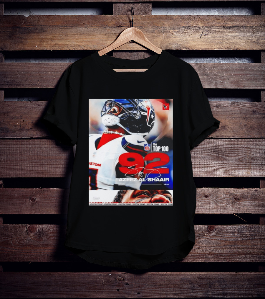 Houston Texans Azeez Al Shaair 92 NFL Top 100 Linebacker T-Shirt