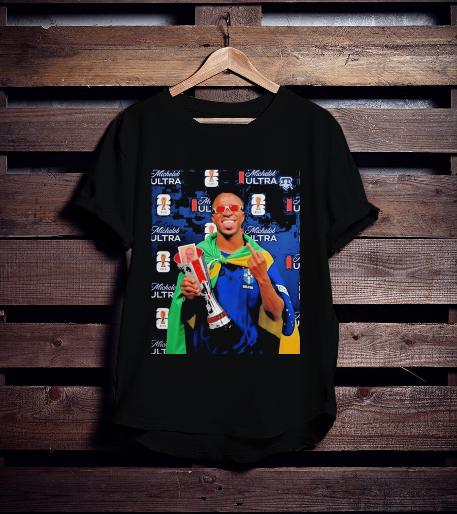 Vinicius Jr FIFA Trophy Celebration Brazil Flag Michelob Ultra T-Shirt