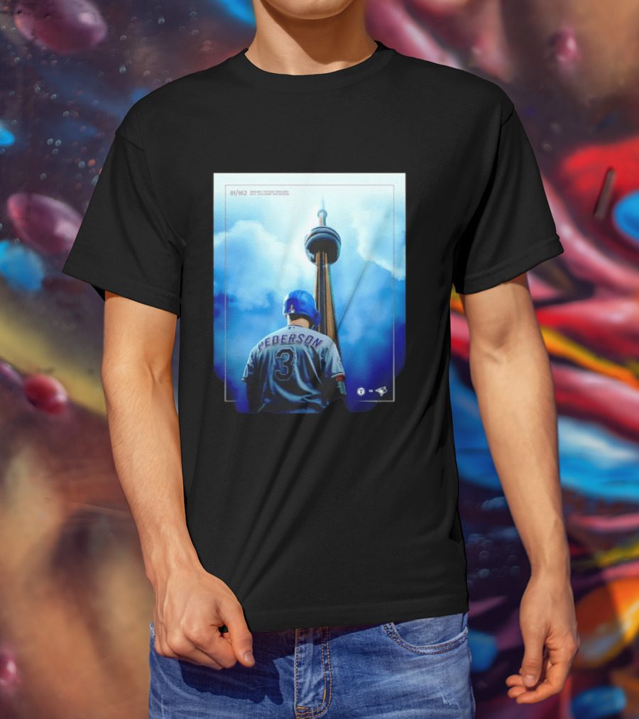 Pederson Toronto Blue Jays Vs Texas Rangers Game 1 CN Tower 81/162 T-Shirt