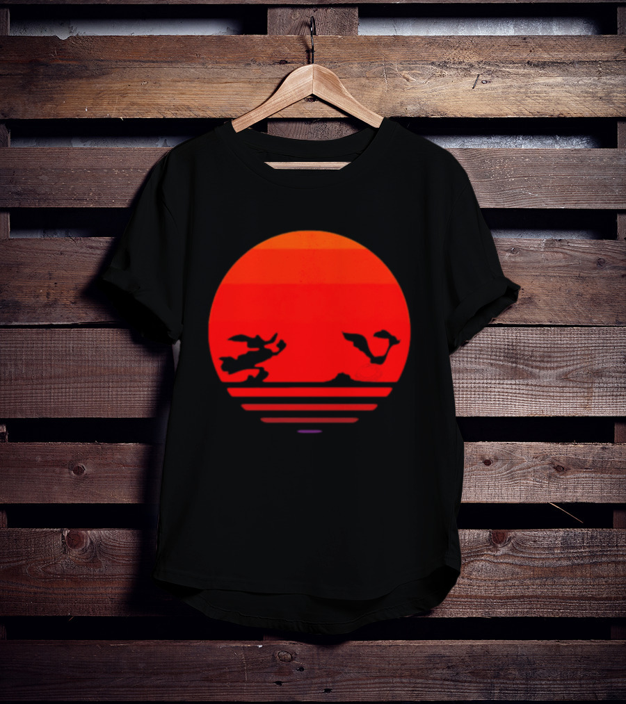Wile E Coyote And Road Runner Sunset Chase T-Shirt
