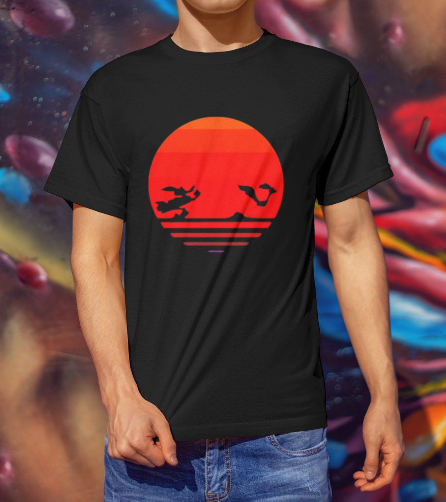 Wile E Coyote And Road Runner Sunset Chase T-Shirt