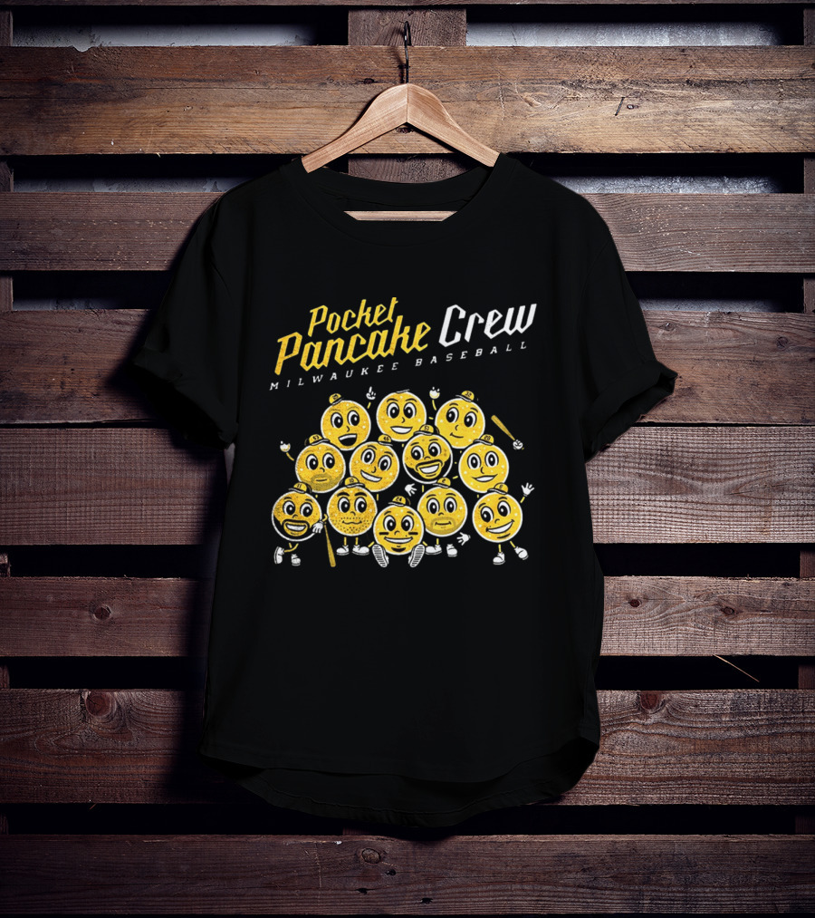 Pocket Pancake Crew Milwaukee Baseball Emoji Characters T-Shirt