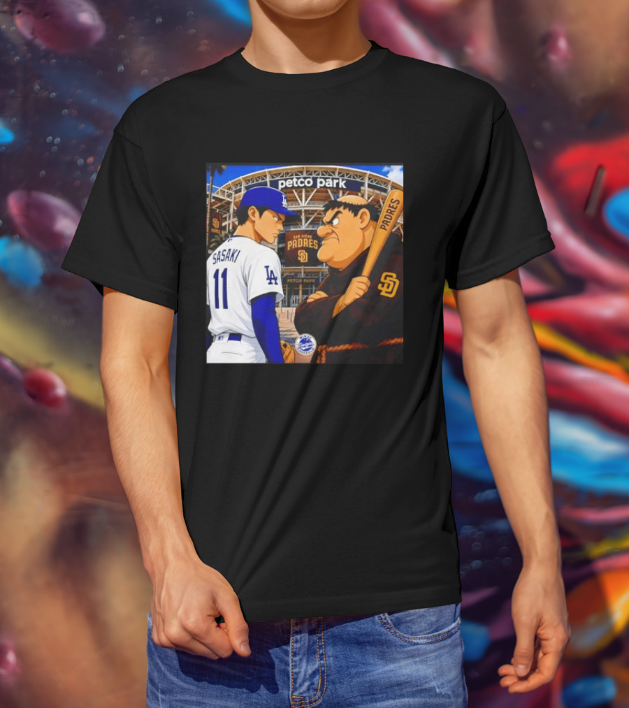 Petco Park Los Angeles Dodgers Sasaki San Diego Padres Anime Style Showdown T-Shirt
