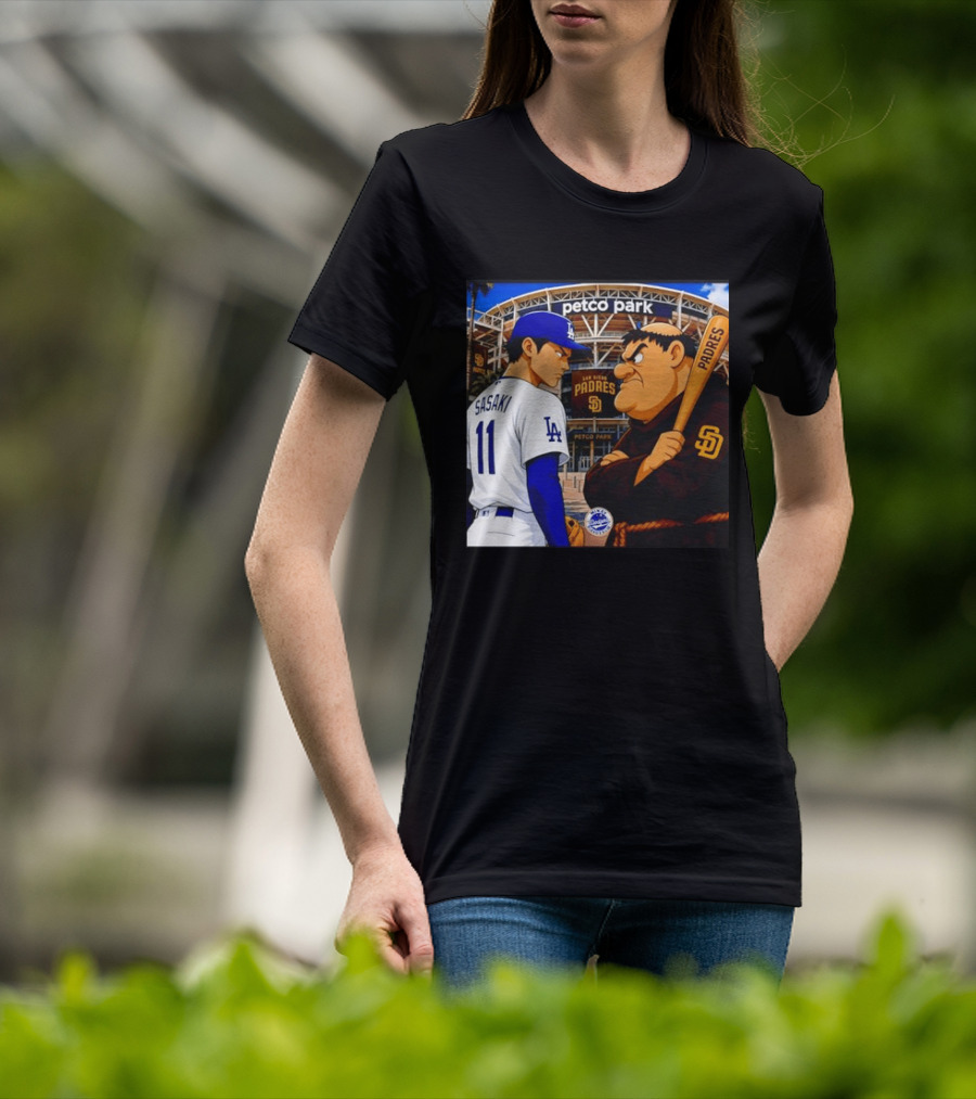 Petco Park Los Angeles Dodgers Sasaki San Diego Padres Anime Style Showdown T-Shirt