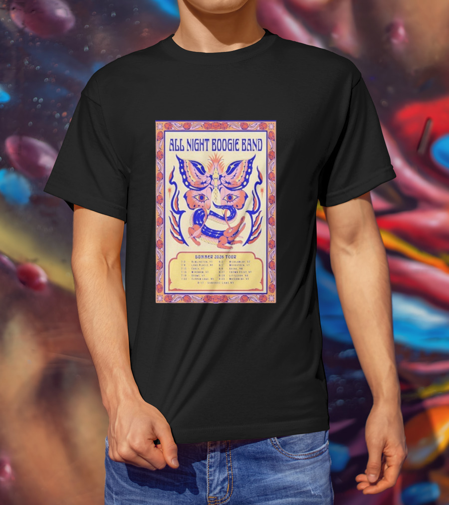 All Night Boogie Band 2026 Summer Tour Wilmington Washington Lake Placid Woodstock Hamden Catskill Saranac Lake T-Shirt