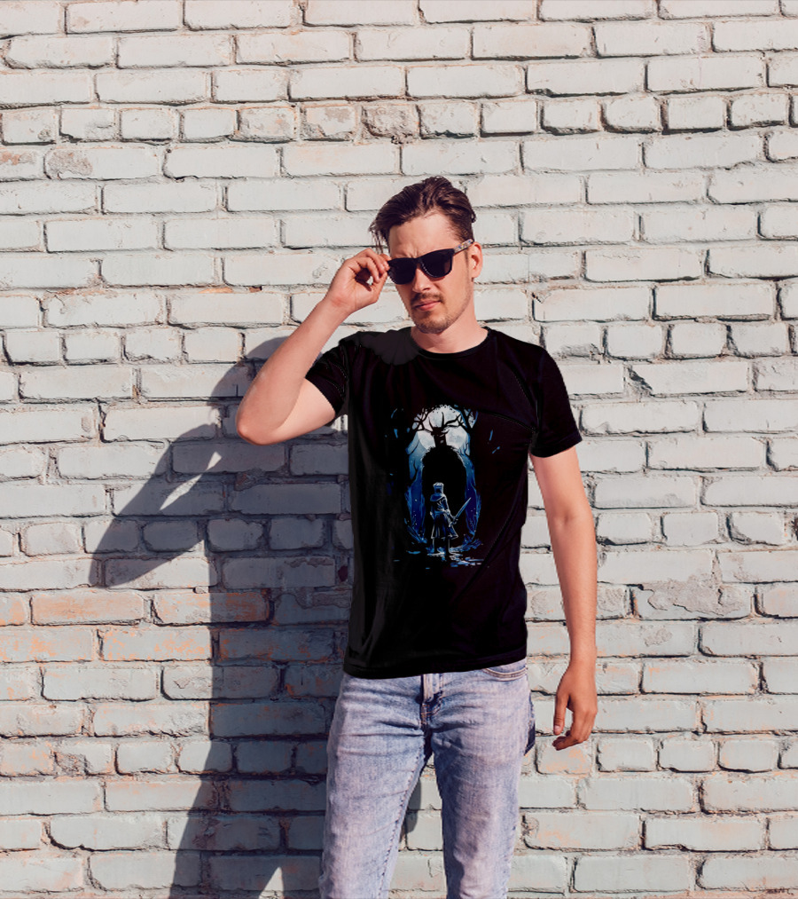 Black Knight Versus Leshen Encounter Fantasy Witcher Gaming Folklore T-Shirt