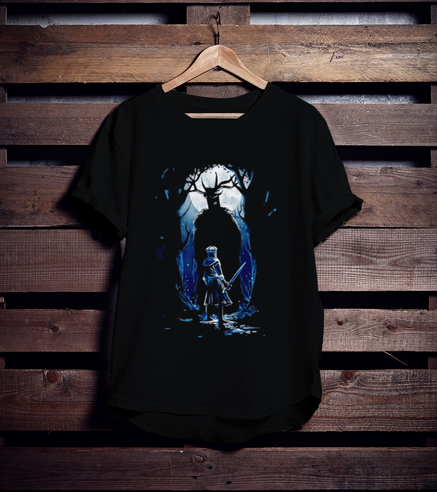 Black Knight Versus Leshen Encounter Fantasy Witcher Gaming Folklore T-Shirt
