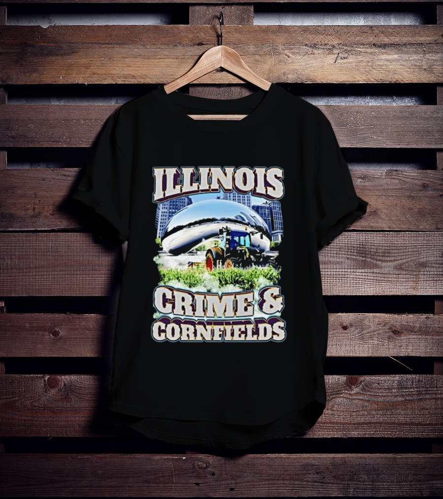 Illinois Crime And Cornfields Chicago Bean Tractor Scene T-Shirt