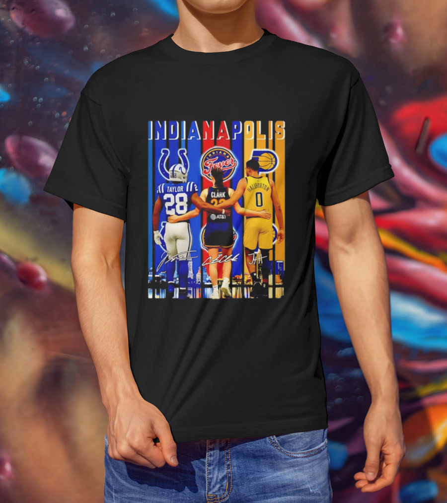 Indianapolis Colts Fever Pacers Jonathan Taylor Caitlin Clark Tyrese Haliburton T-Shirt