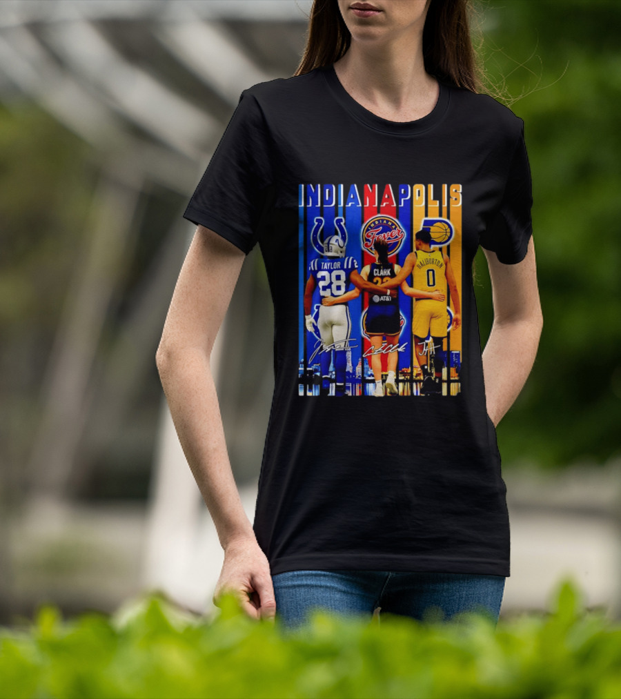 Indianapolis Colts Fever Pacers Jonathan Taylor Caitlin Clark Tyrese Haliburton T-Shirt