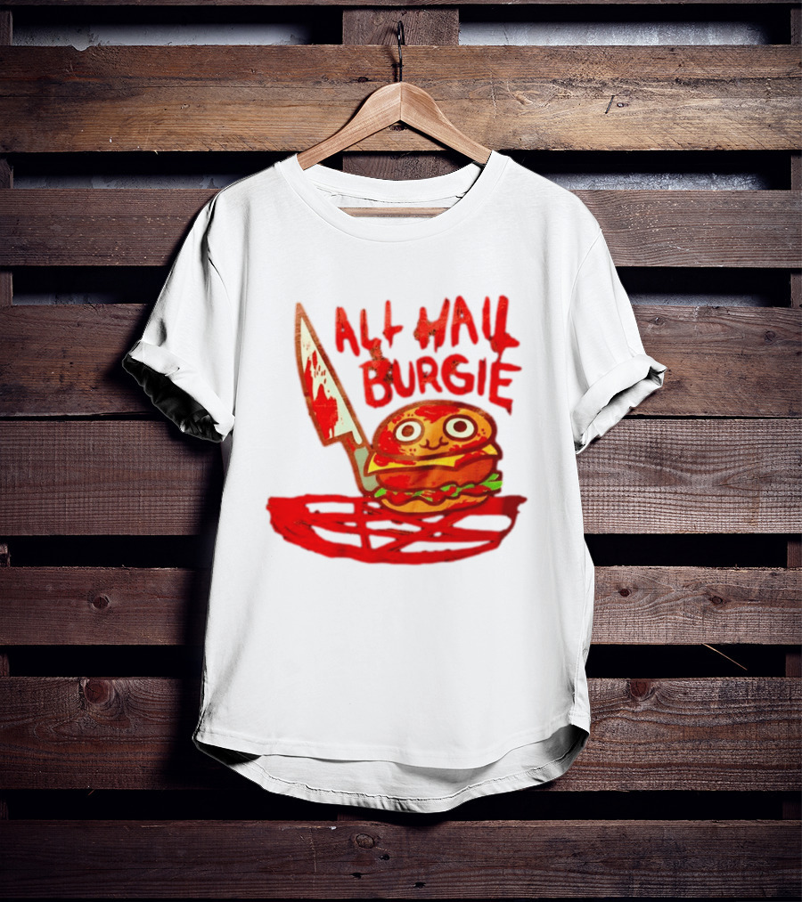 All Hail Burgie Creepy Cute Hamburger Knife Blood Image T-Shirt
