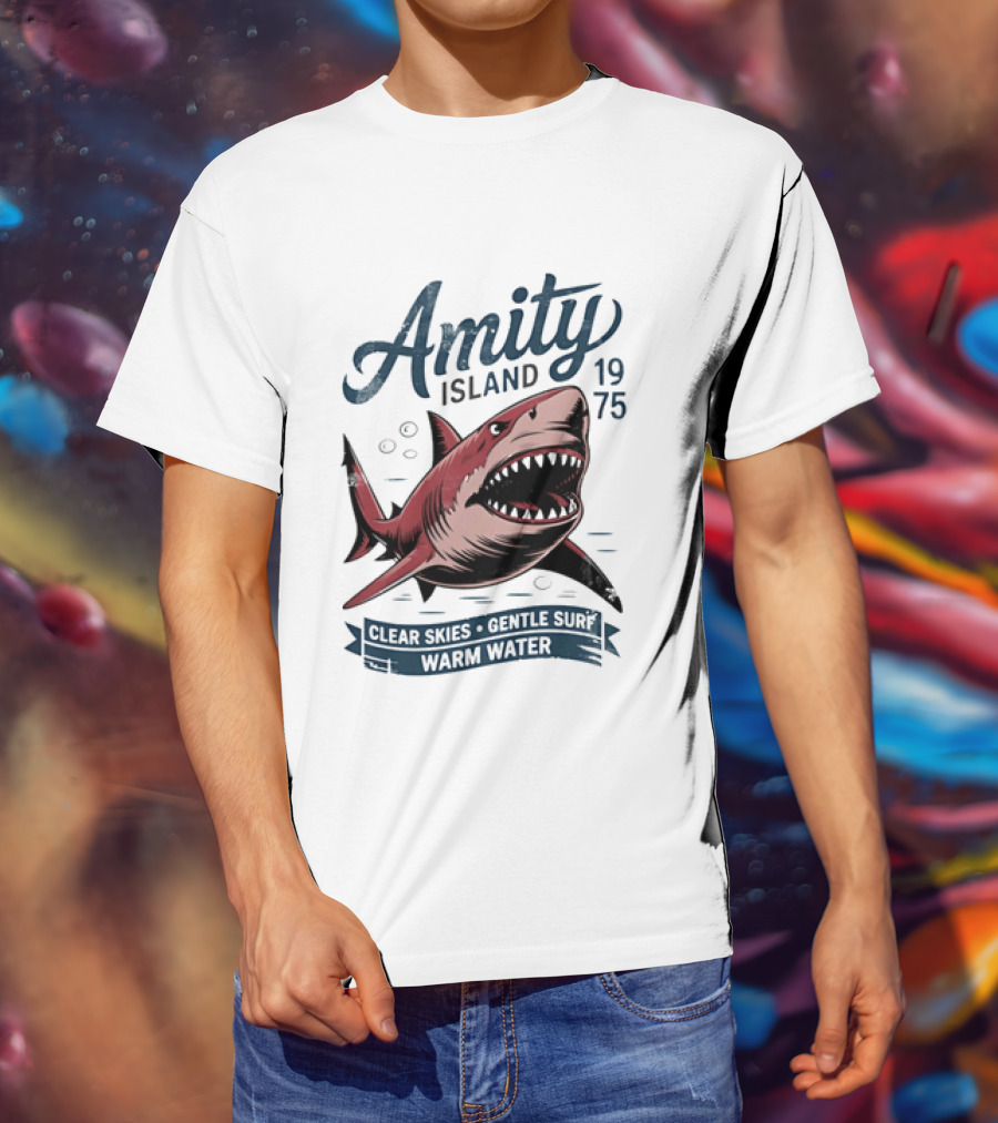 Amity Island 1975 Shark Clear Skies Gentle Surf Warm Water T-Shirt