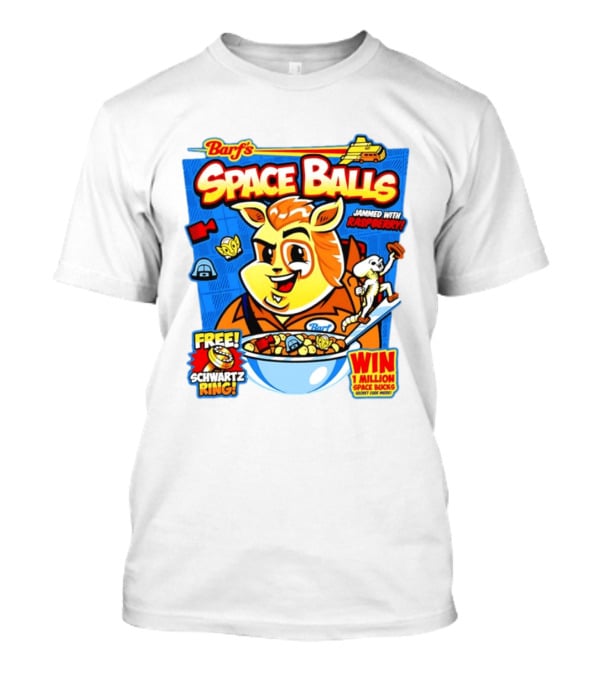 Barf Space Balls Cereal Box Jammed With Raspberry Free Schwartz Ring Win 1 Million Space Bucks T-Shirt
