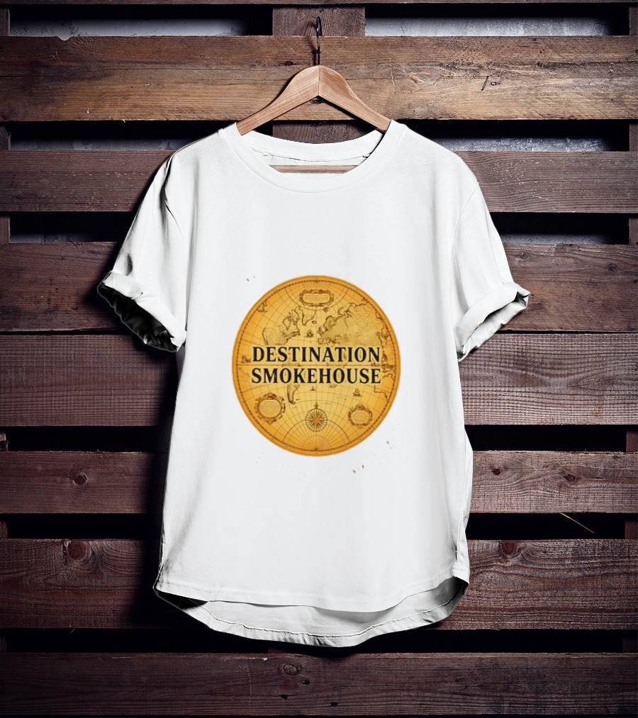 Destination Smokehouse No Teeth For This Meat Vintage Map T-Shirt