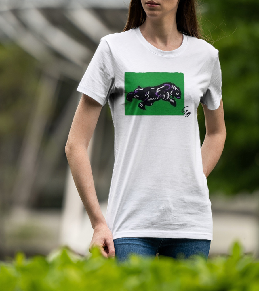 Mako Komuro 2026 Black And Purple Bear On Green T-Shirt