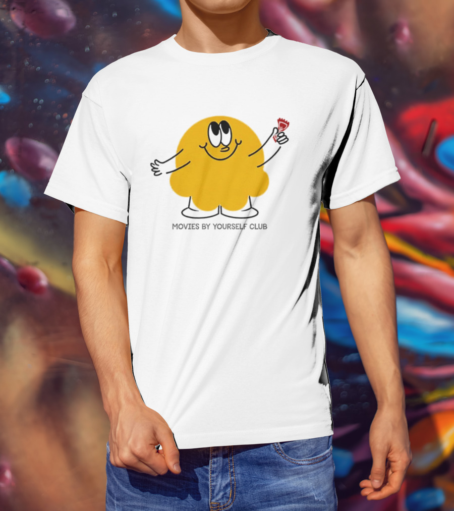 Movies By Yourself Club Yellow Blob Holding A Red Candy T-Shirt