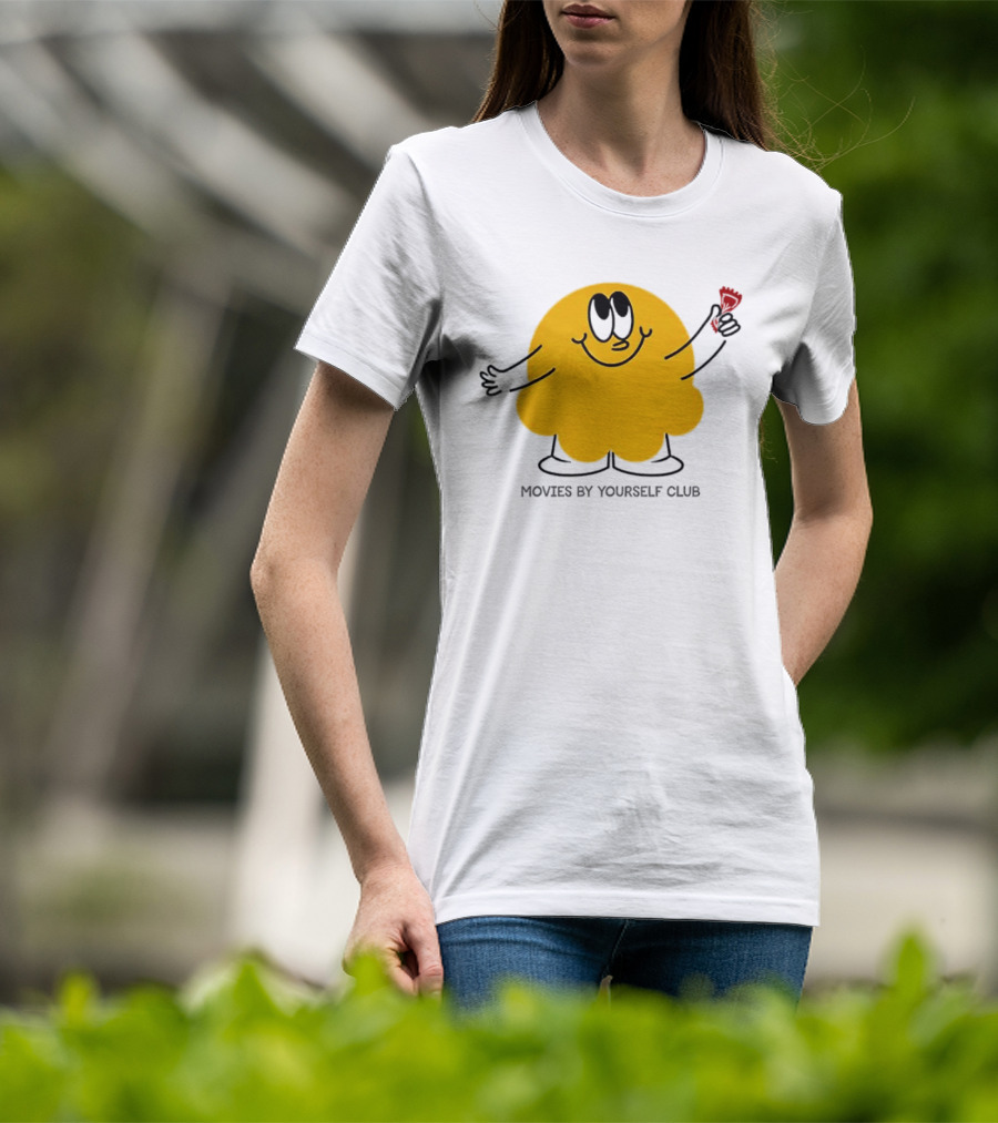 Movies By Yourself Club Yellow Blob Holding A Red Candy T-Shirt