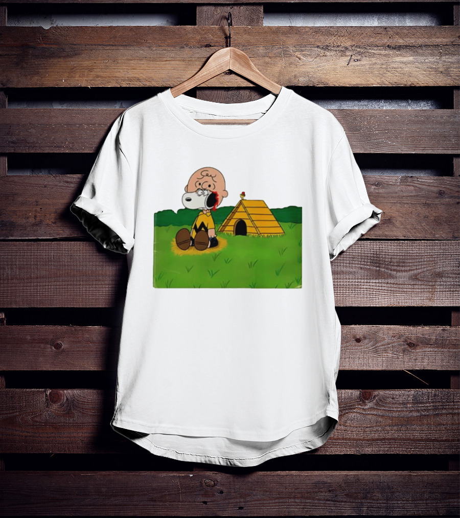 Snoopy Charlie Brown Midsommar Crossover Scene With Doghouse And Woodstock T-Shirt