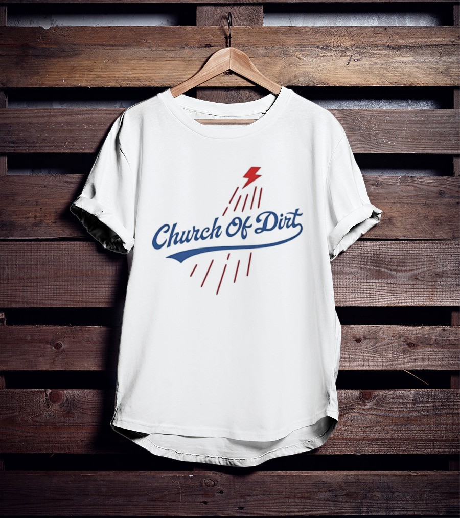Text Church Of Dirt Red Lightning Bolt Sport T-Shirt