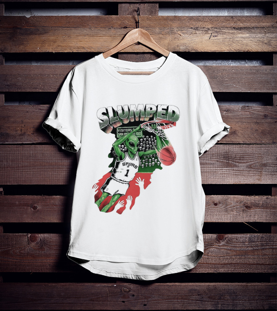 San Antonio Spurs NBA Alien Victor Wembanyama Slumped Basketball Visitors T-Shirt