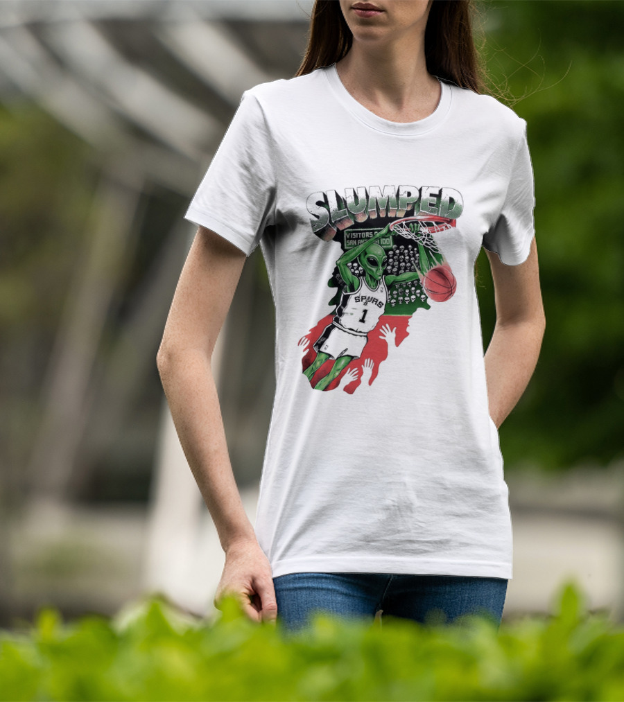 San Antonio Spurs NBA Alien Victor Wembanyama Slumped Basketball Visitors T-Shirt