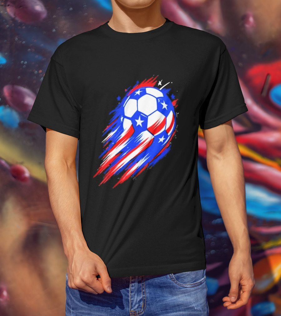 USA Cup 2026 Soccer Ball Stars And Stripes Brush Stroke T-Shirt