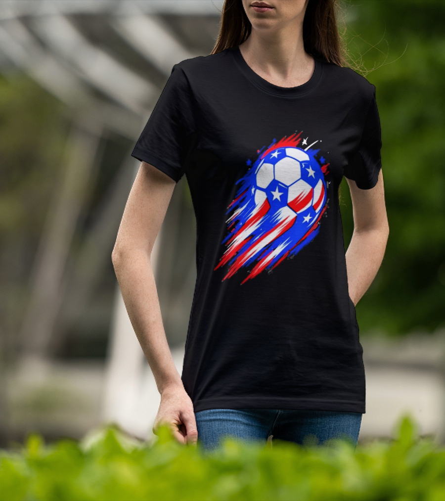USA Cup 2026 Soccer Ball Stars And Stripes Brush Stroke T-Shirt