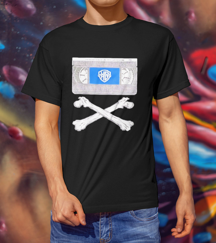 Warner Brothers VHS Tape Crossbones Skull T-Shirt