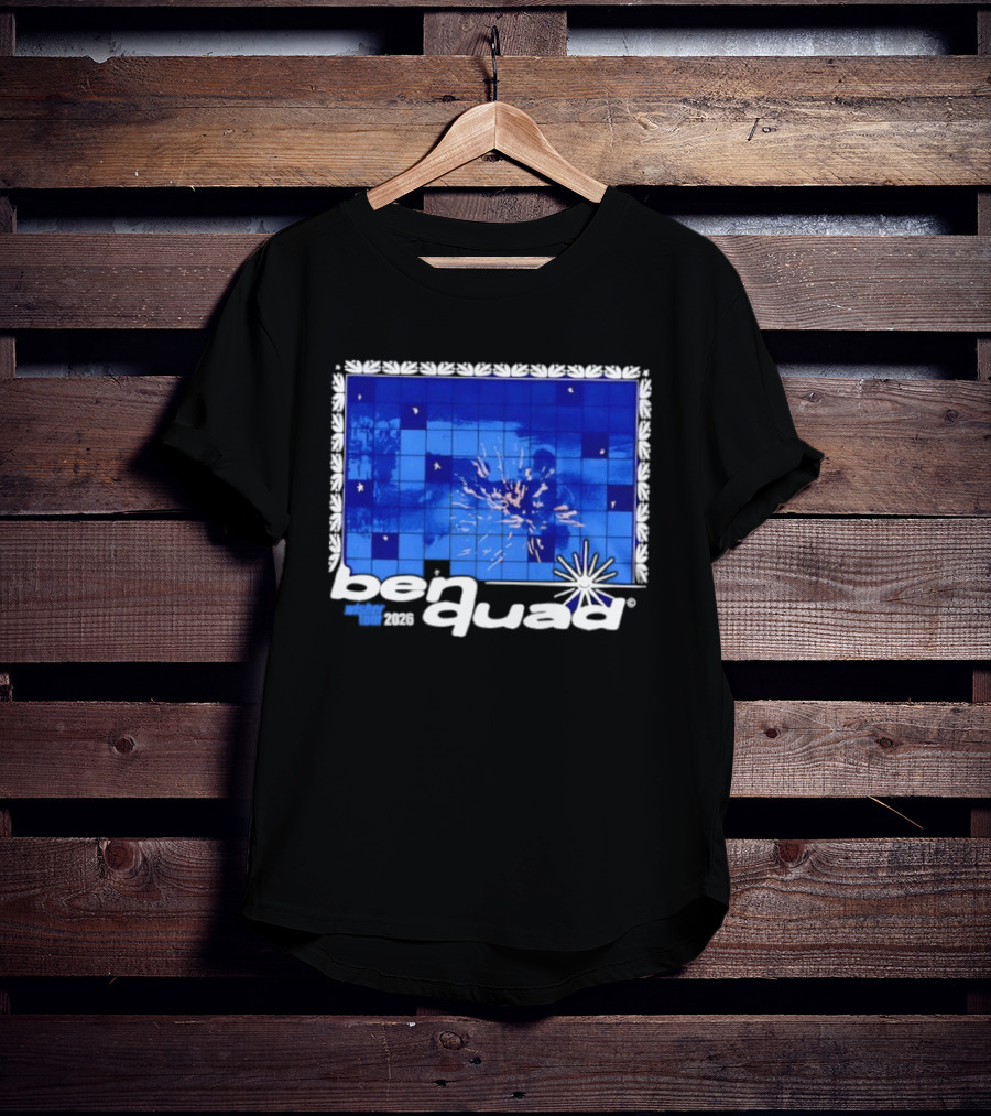 Ben Quad Wisher Tour 2026 Blue Tile Star Pattern Explosion T-Shirt