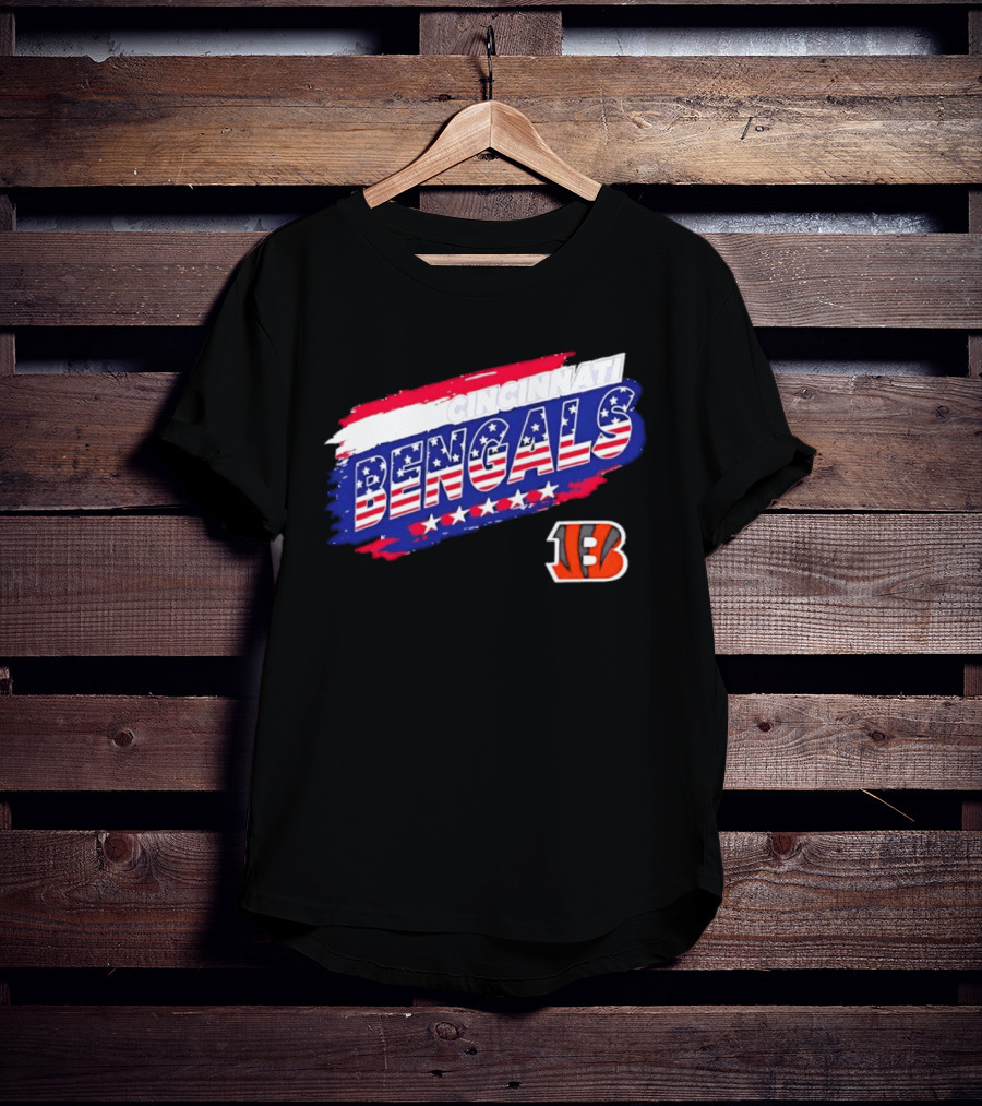Cincinnati Bengals Stars And Stripes American Flag NFL Team Fan Gear T-Shirt