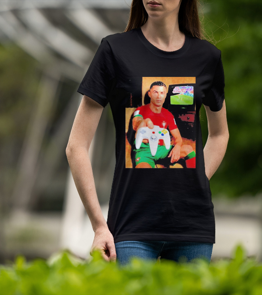 Cristiano Ronaldo Portugal National Team Soccer Gaming Controller Retro Gamer T-Shirt