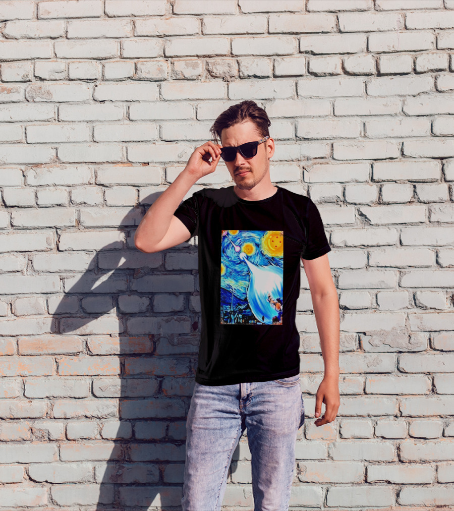 Goku Dragon Ball Z Kamehameha Wave Van Gogh Starry Night Fusion T-Shirt