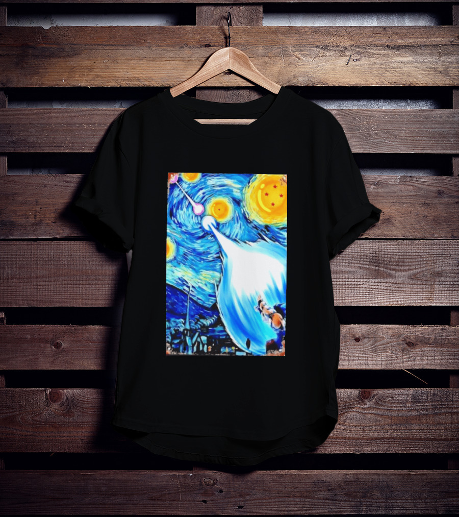 Goku Dragon Ball Z Kamehameha Wave Van Gogh Starry Night Fusion T-Shirt