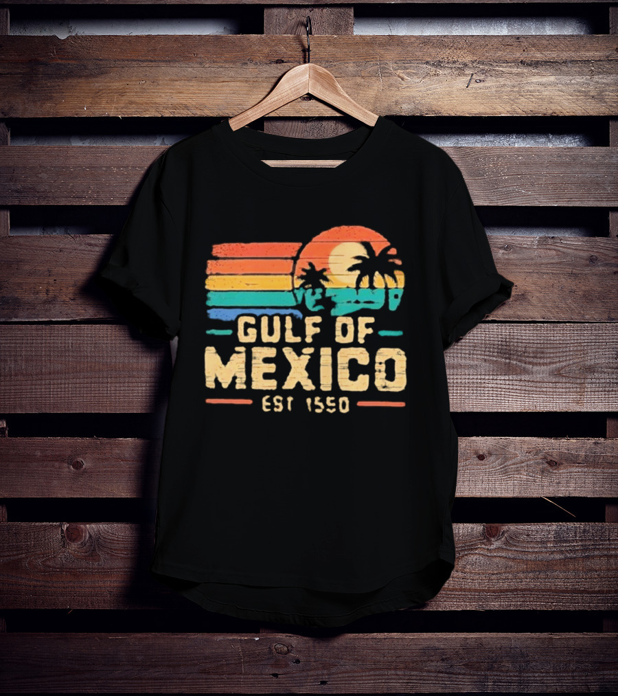 Gulf Of Mexico Est 1550 Retro Sunset Palm Trees Ocean T-Shirt