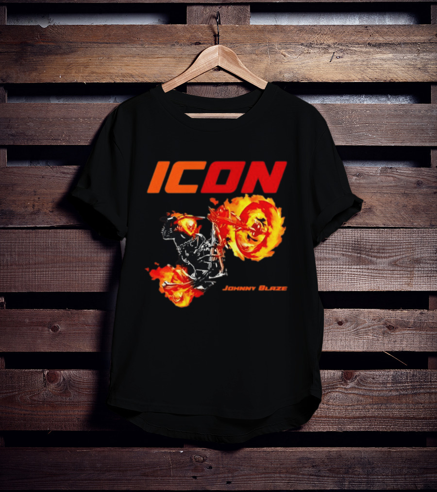 ICON Johnny Blaze Marvel Ghost Rider Fiery Motorcycle T-Shirt