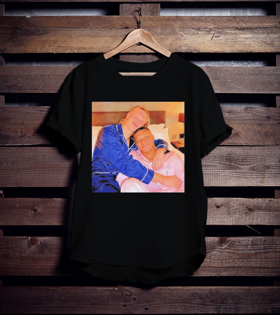 Kylian Mbappé Erling Haaland Pajama Party Soccer Stars Relaxing Together T-Shirt