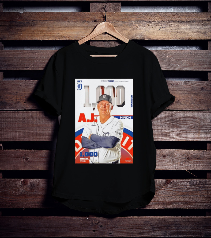 DET Detroit Tigers A.J. Hinch 1000 Managerial Wins T-Shirt